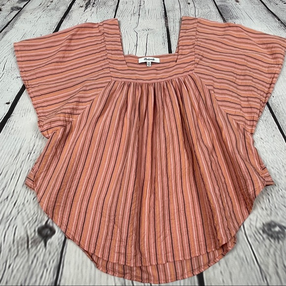 MADEWELL Butterfly Cotton Striped Lightweight Top in Slope Stripe, size XXS - Picture 5 of 14